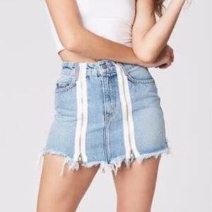 LF CARMAR DOUBLE ZIP DENIM MINI SKIRT